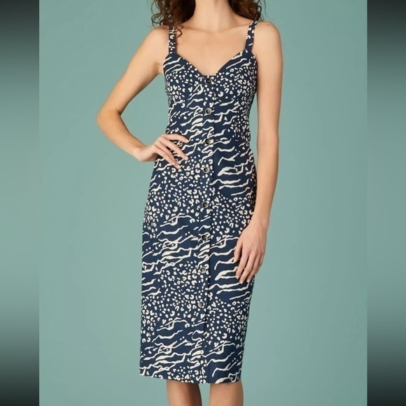 Tanya Taylor Antonia animal print midi sheath dress size 4 linen - Picture 1 of 6
